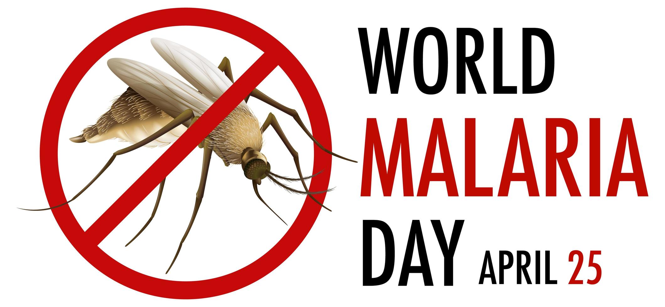 logo o banner della giornata mondiale della malaria con segno di zanzara vettore