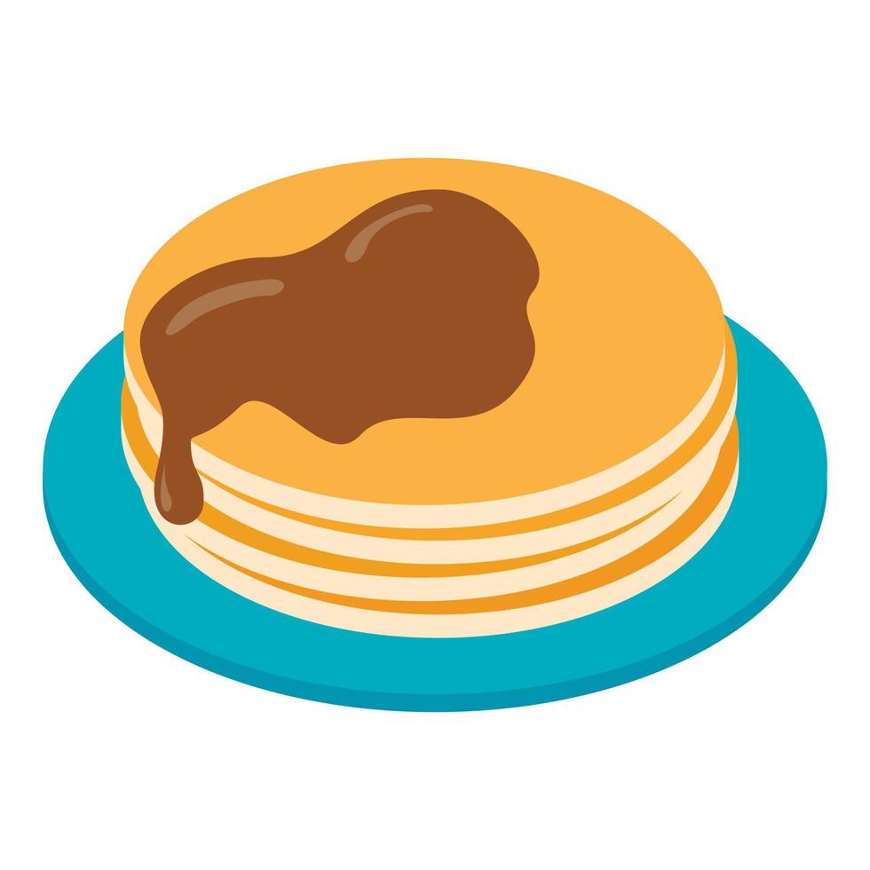 Pancakes su piatto isometrico 3d icona vettore