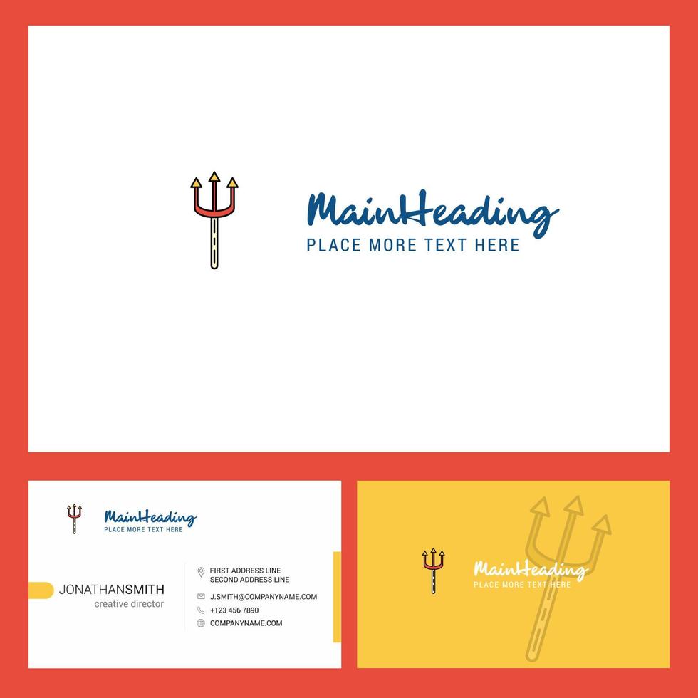 tridente logo design con tagline davanti e indietro busienss carta modello vettore creativo design