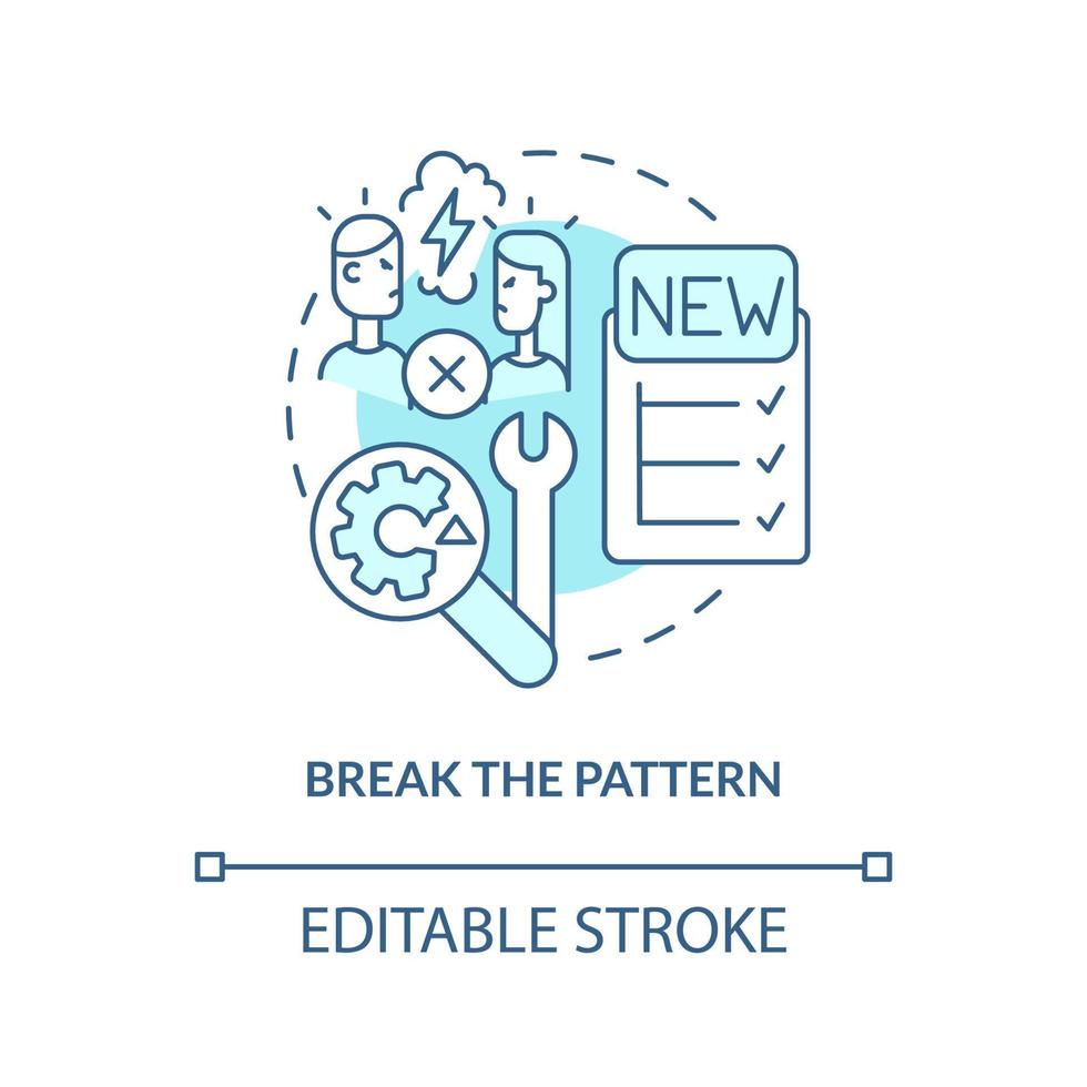 rompere modello turchese concetto icona. fissaggio relazione dopo grande combattimento astratto idea magro linea illustrazione. isolato schema disegno. modificabile ictus. vettore