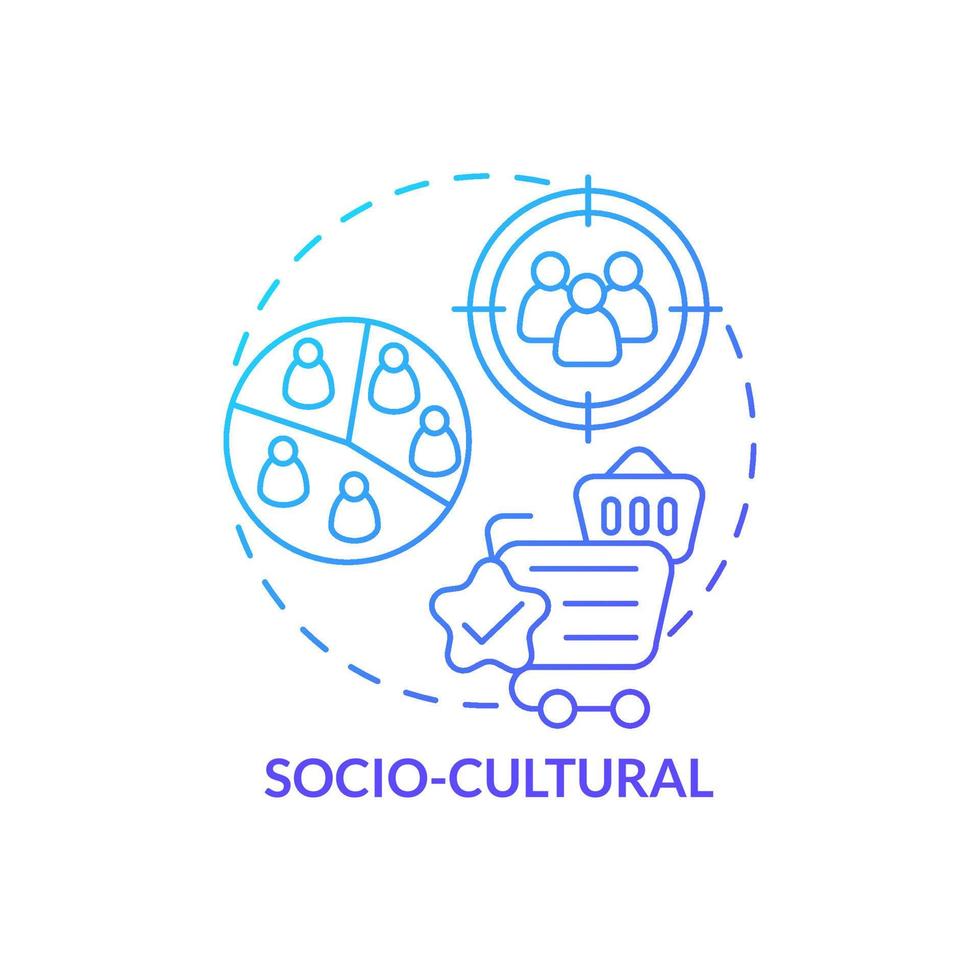 socio culturale blu pendenza concetto icona. cliente comportamento ricerca. Comunità. pestello analisi astratto idea magro linea illustrazione. isolato schema disegno. vettore