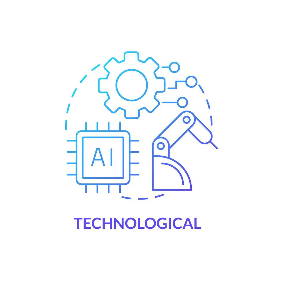 tecnologico blu pendenza concetto icona. industria digitalizzazione e sviluppo. pestello analisi astratto idea magro linea illustrazione. isolato schema disegno. vettore