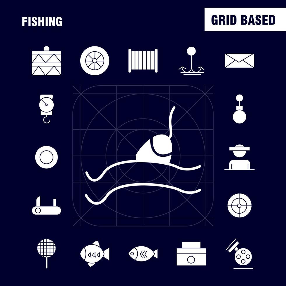 pesca solido glifo icona imballare per progettisti e sviluppatori icone di ruota Ingranaggio cerchio bobina pesce pesca pesca bobina vettore