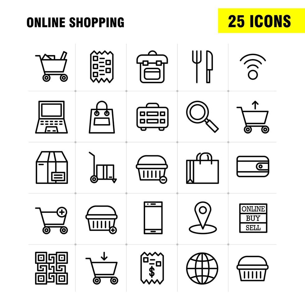 shopping linea icona imballare per progettisti e sviluppatori icone di acquistare in linea vendita vendere shopping Borsa shopping lato vettore