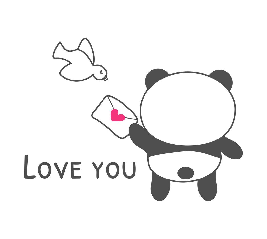 carino panda amore voi carta vettore illustrazione