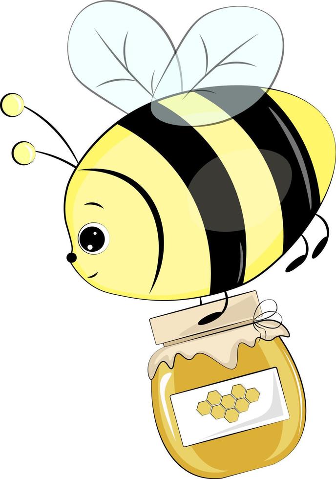 carino ape Tenere un' vaso di miele vettore
