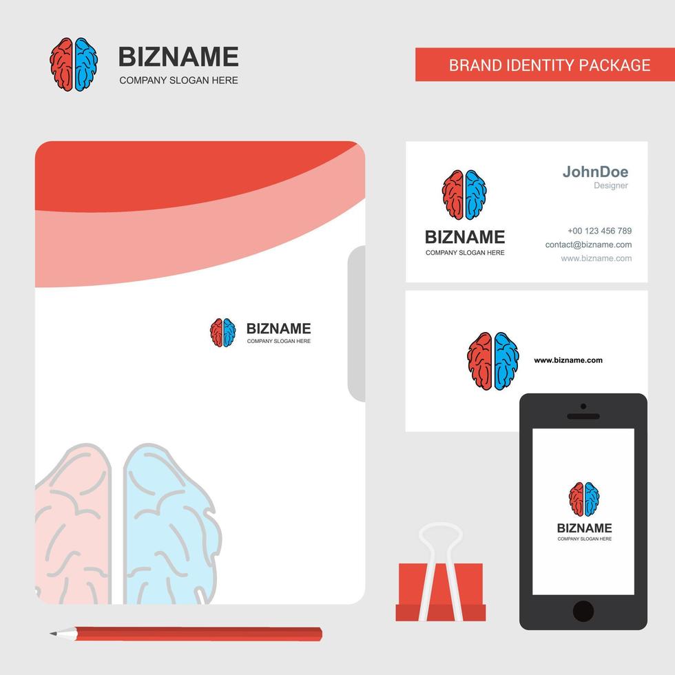 cervello attività commerciale logo file copertina visitare carta e mobile App design vettore illustrazione