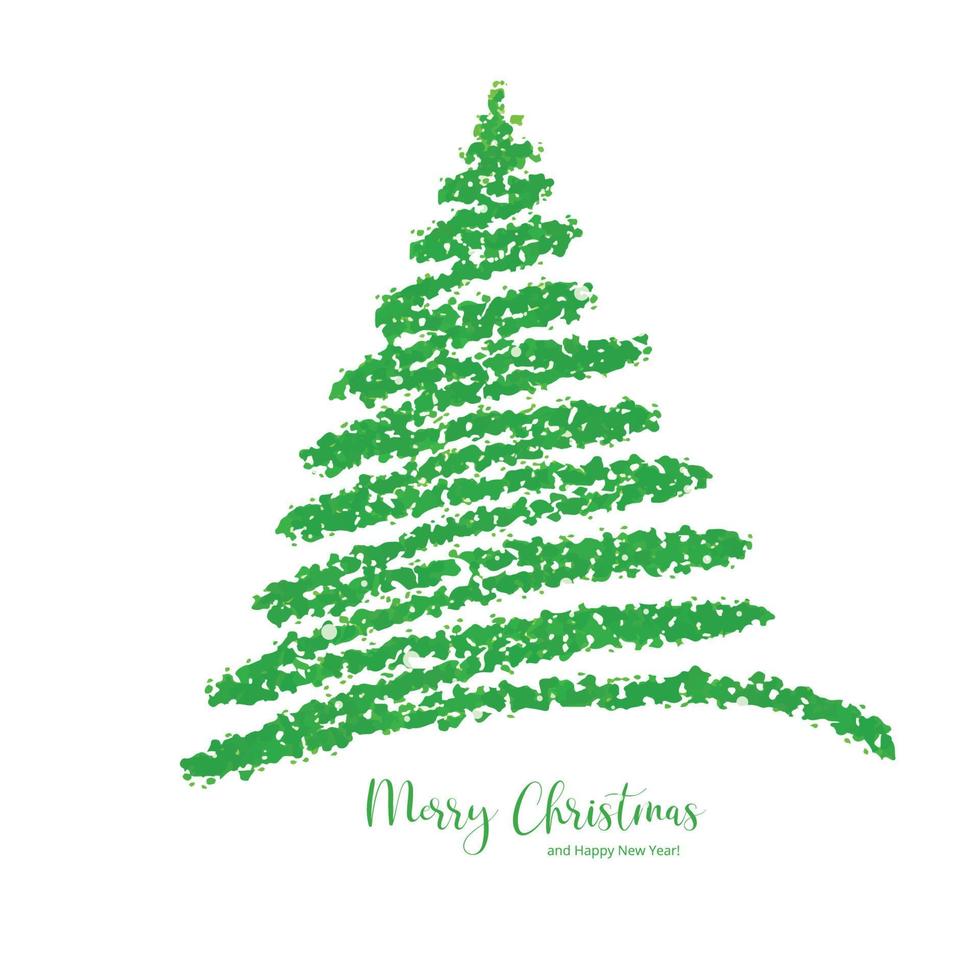 creativo mano disegnato Natale verde albero su bianca sfondo vettore