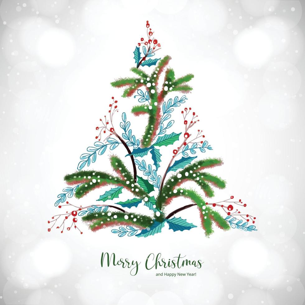 allegro Natale e contento nuovo anno saluto carta decorativo albero sfondo vettore