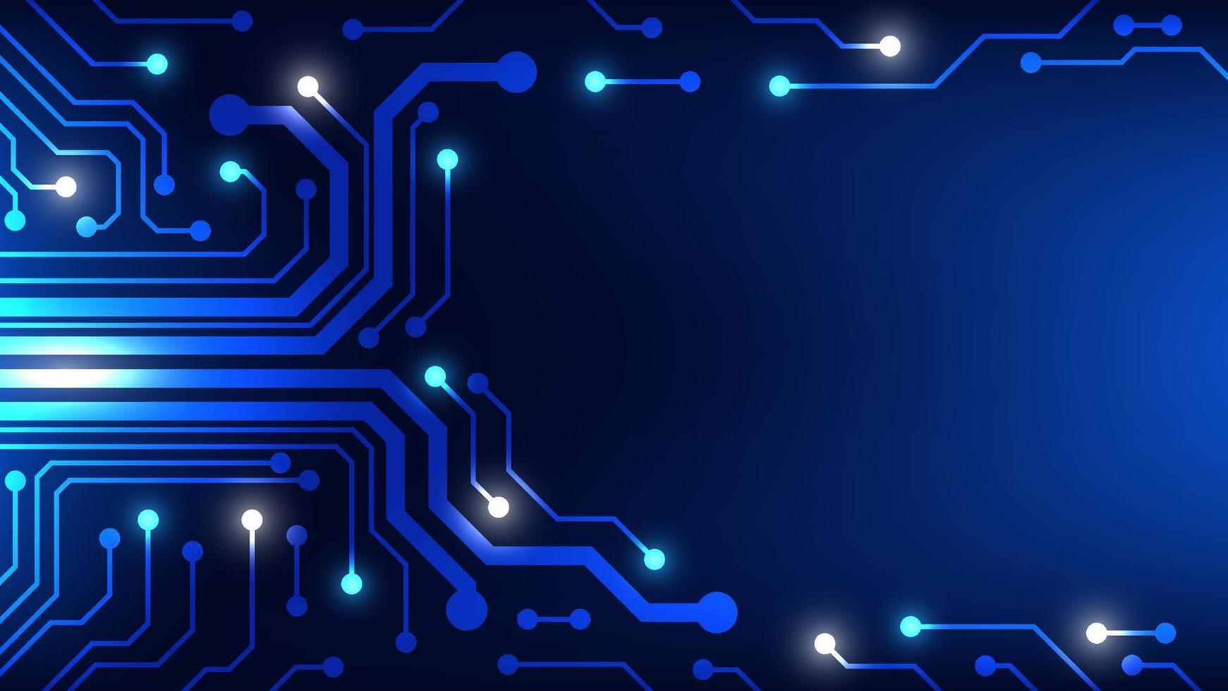 circuito tavola con blu illuminazione sfondo. tecnologia e Ciao Tech grafico design elemento concetto vettore