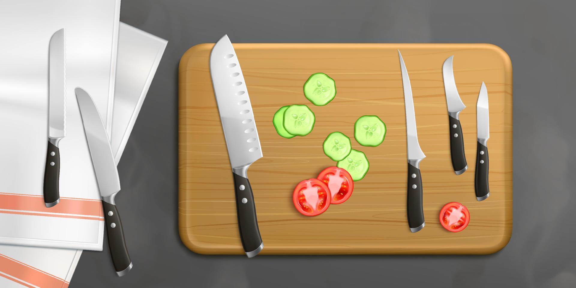 verdura fette dire bugie su taglio tavola con coltello vettore