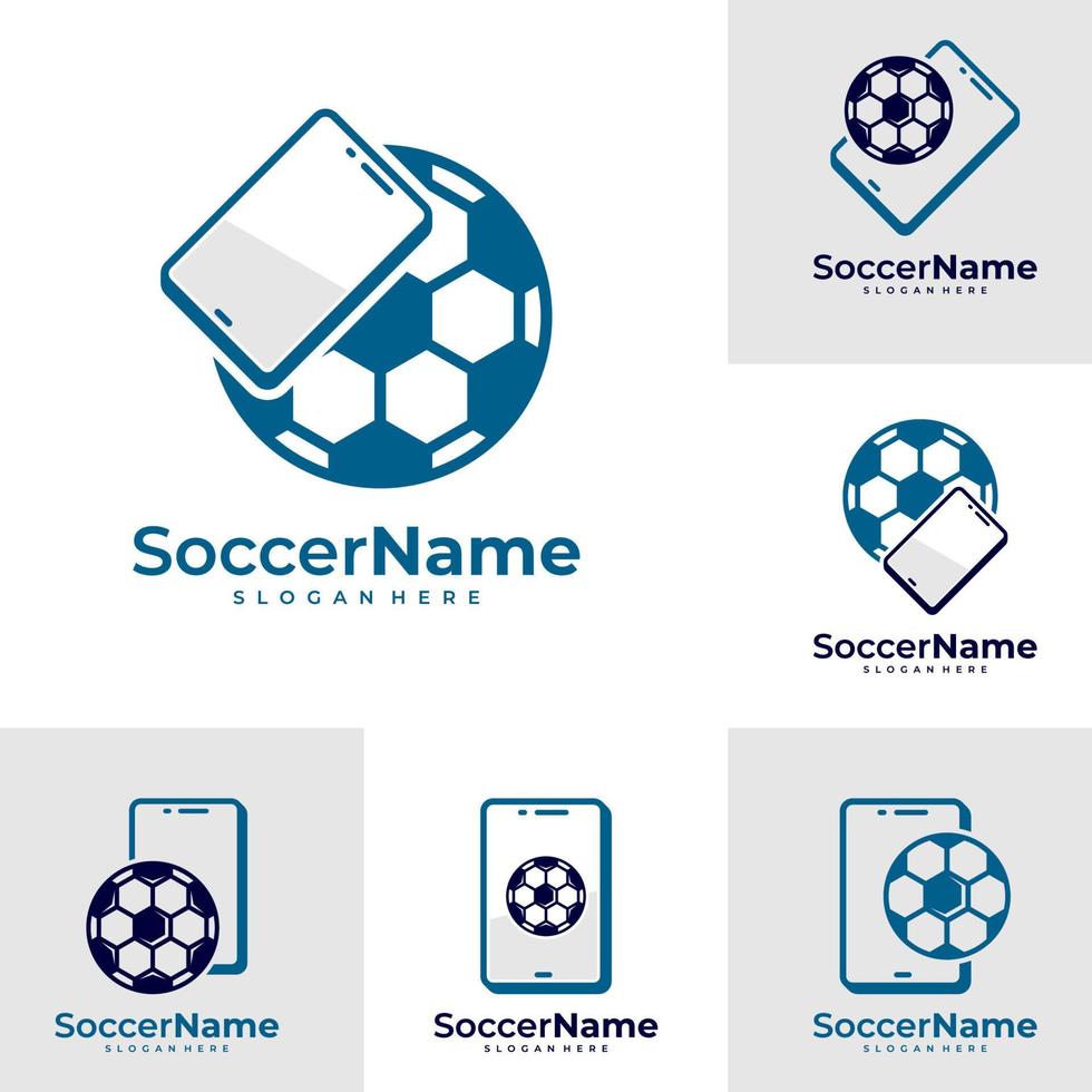 impostato di Telefono calcio logo modello, calcio logo design vettore