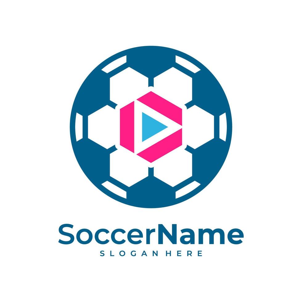 giocare calcio logo modello, calcio logo design vettore