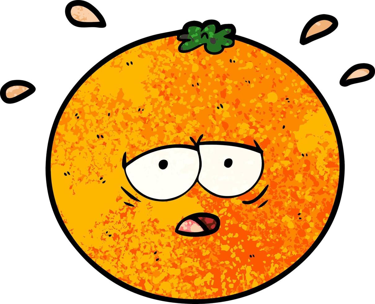 retrò grunge struttura cartone animato arancia frutta vettore