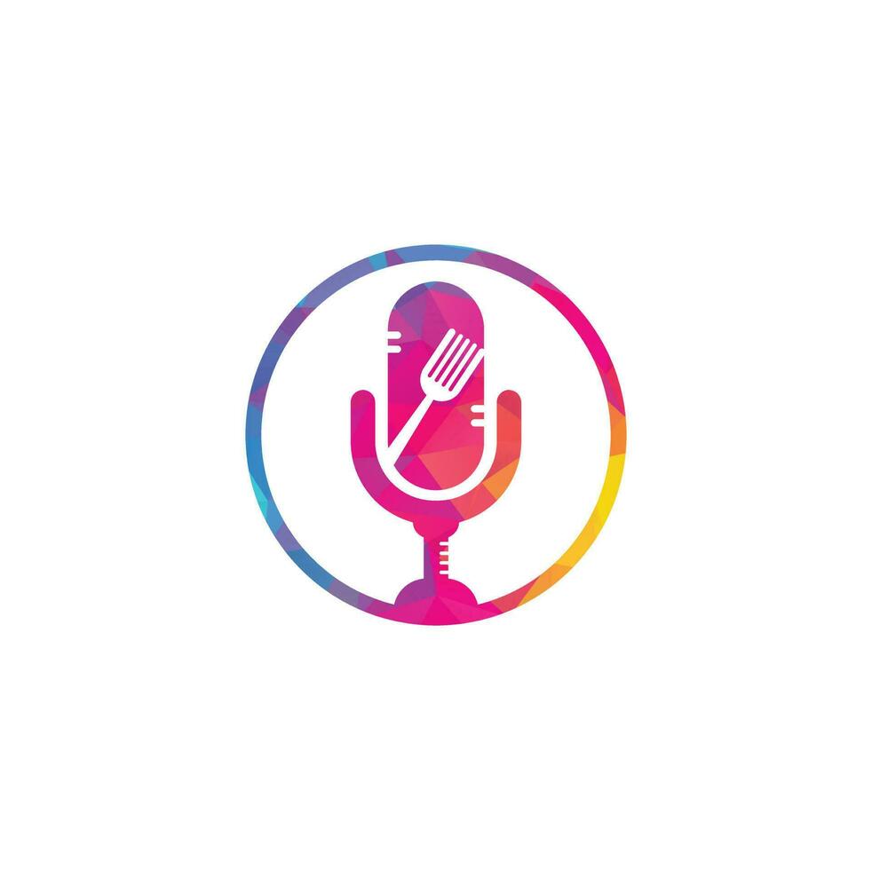 Podcast cibo logo icona disegni vettore. cibo Podcast per cartello, portafortuna o Altro. vettore