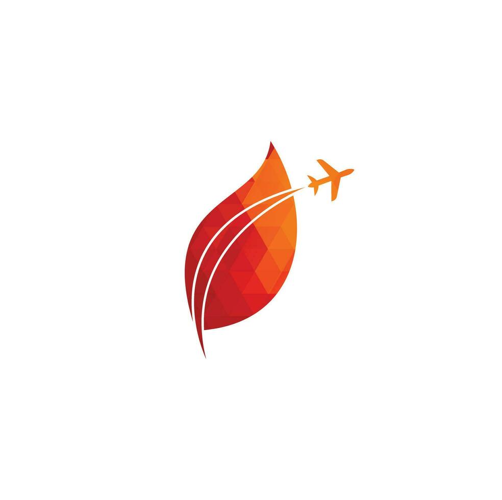 foglia aereo viaggio logo design modello. viaggio con foglia logo design vettore