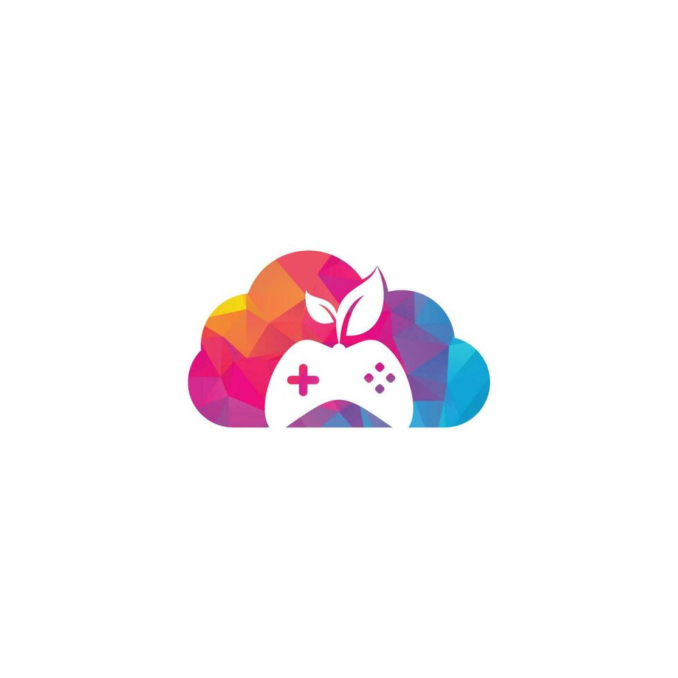 gioco e foglia nube forma concetto logo design modello. gioco e foglia logo design modello. vettore