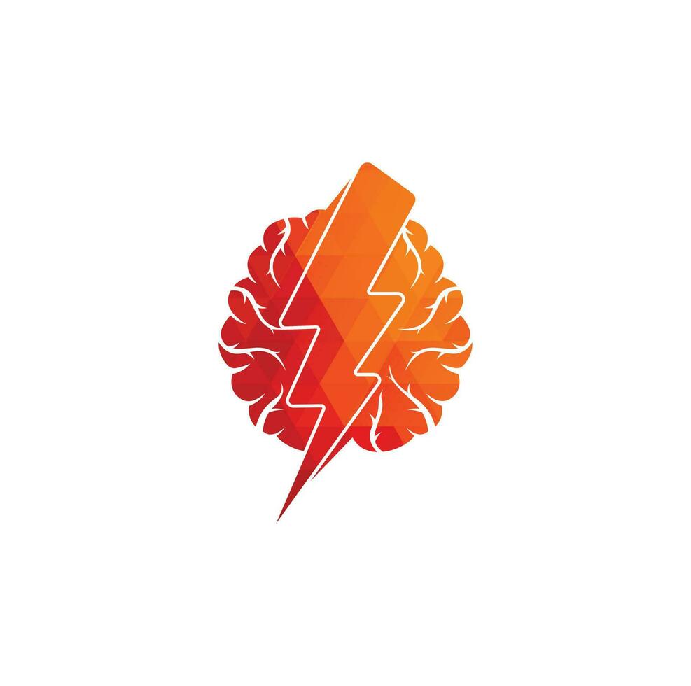 cervello e tuono logo. energia cervello logo design modello. cervello energia con elettrico simbolo per logo design vettore modificabile