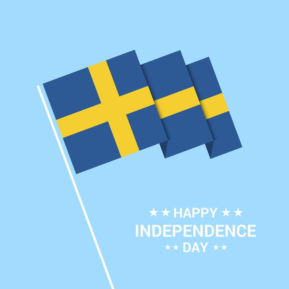 Svezia indipendenza giorno tipografico design con bandiera vettore