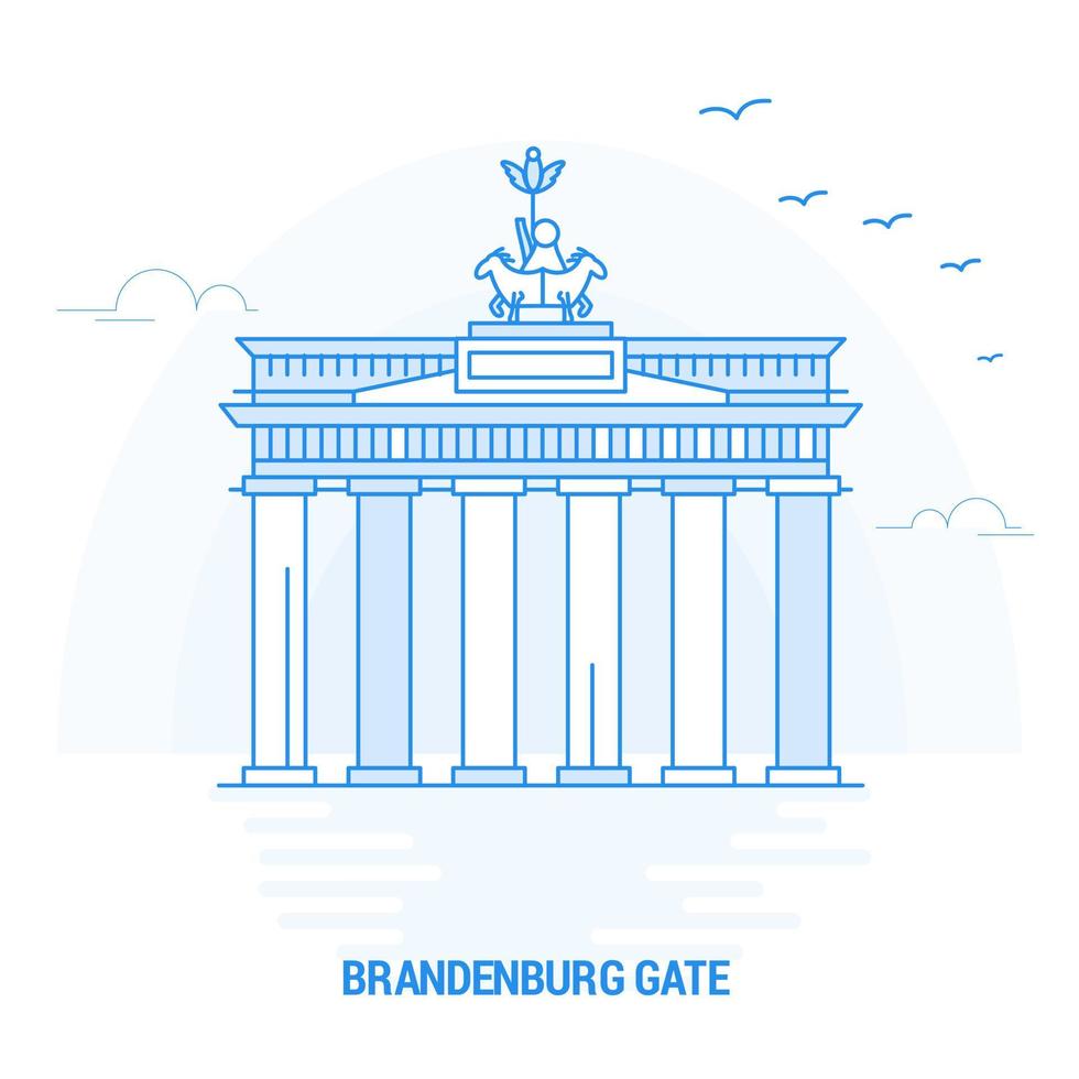 Brandeburgo cancello blu punto di riferimento creativo sfondo e manifesto modello vettore