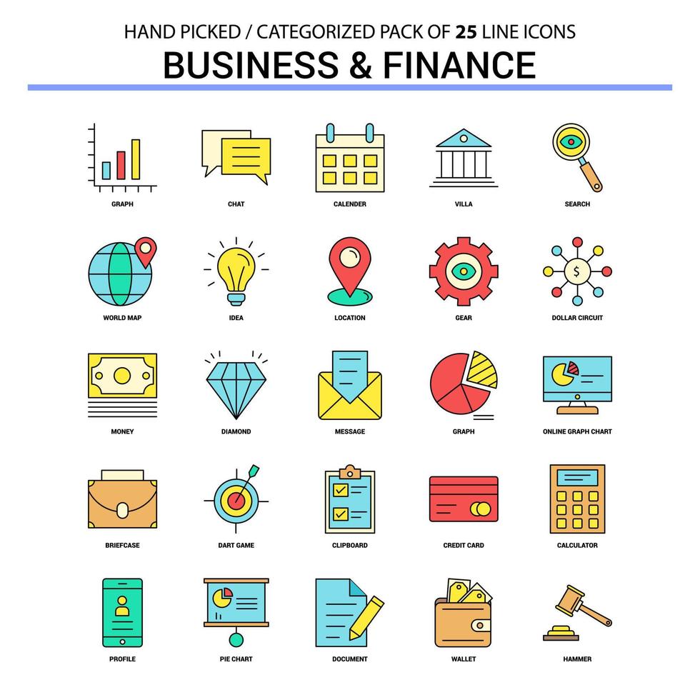 attività commerciale e finanza piatto linea icona impostato attività commerciale concetto icone design vettore