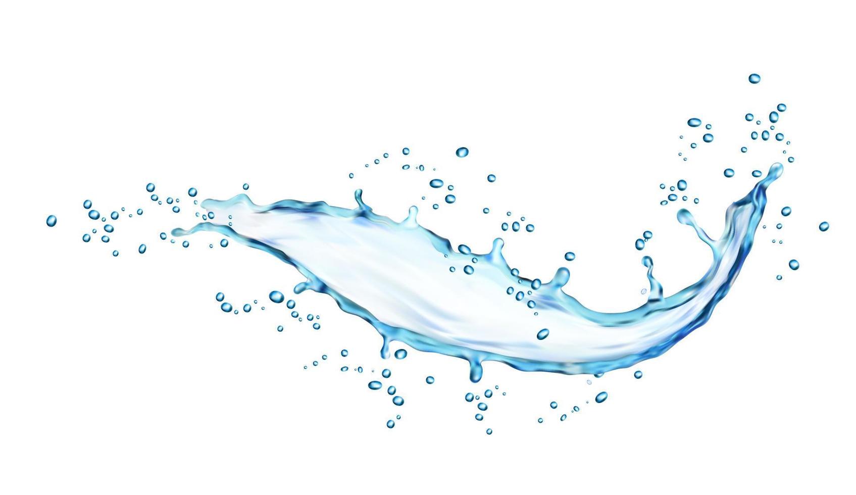 blu acqua onda spruzzo con gocce, acqua flusso vettore