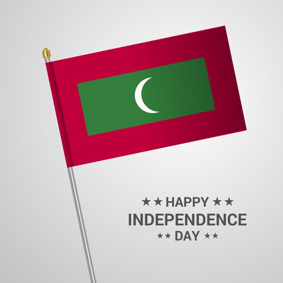 Maldive indipendenza giorno tipografico design con bandiera vettore