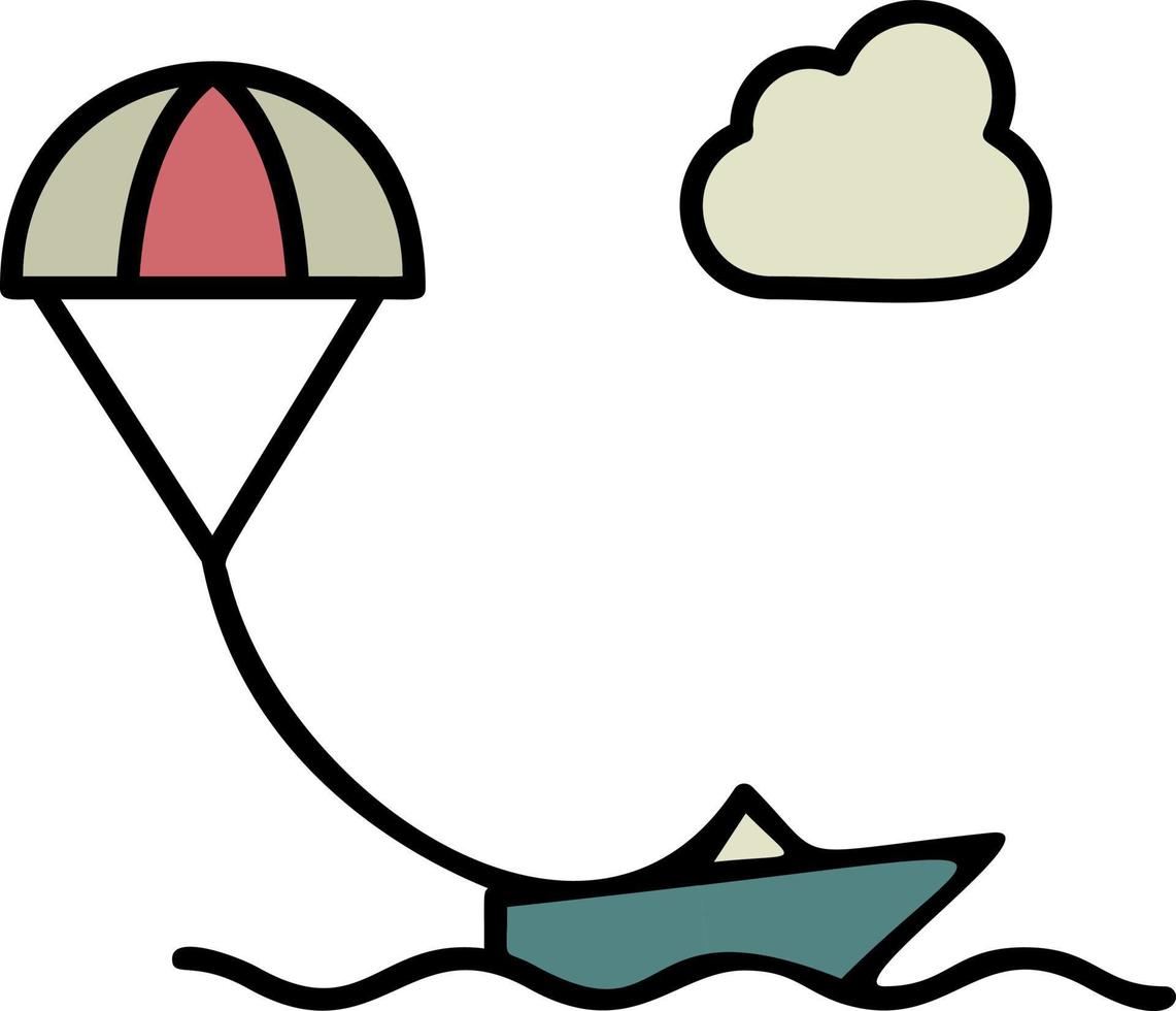 paracadutista, volare, barca colore icona vettore