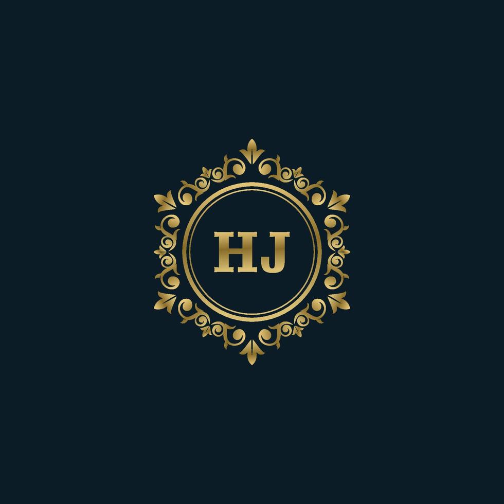 lettera hj logo con lusso oro modello. eleganza logo vettore modello.