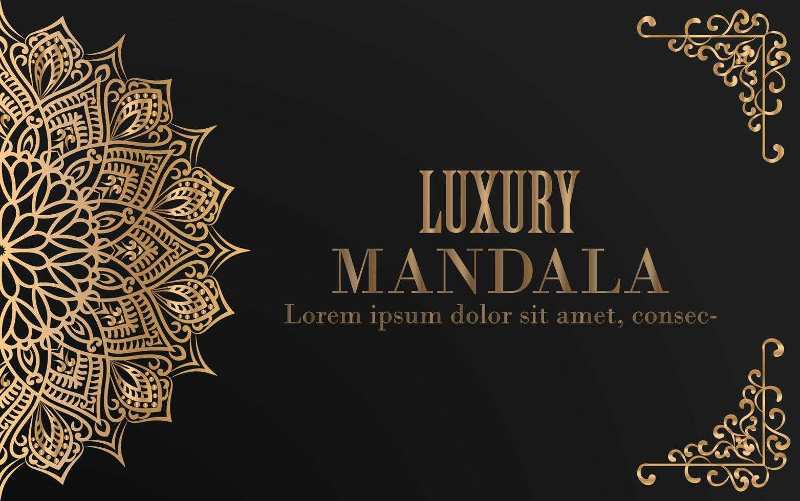 lusso d'oro mandala invito con nero sfondo. vettore