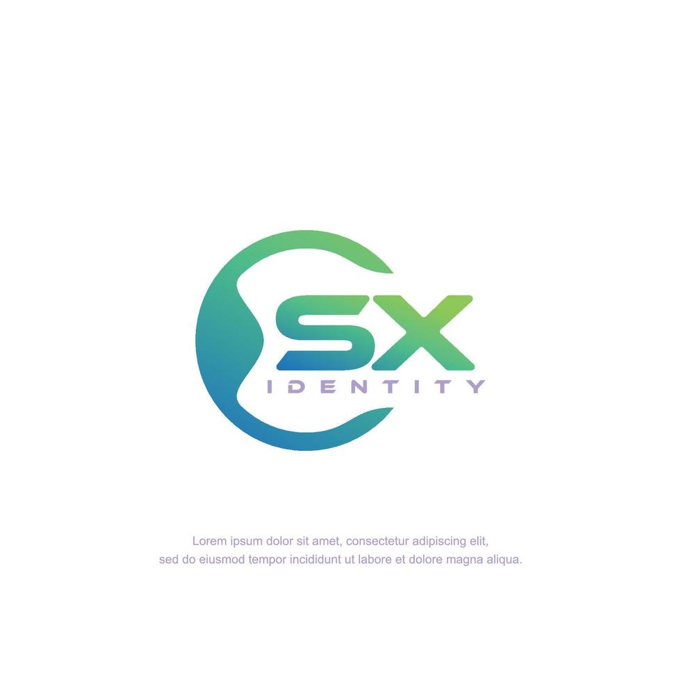 sx iniziale lettera circolare linea logo modello vettore con pendenza colore miscela