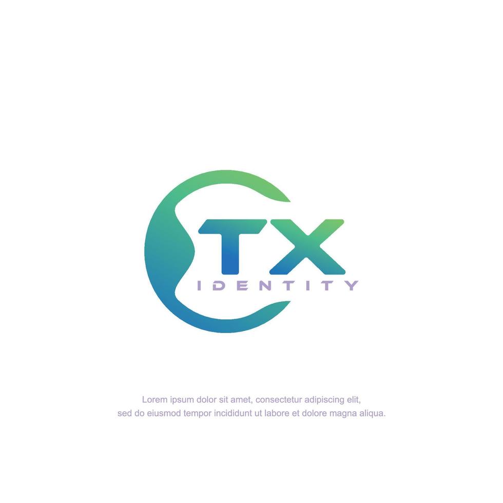 tx iniziale lettera circolare linea logo modello vettore con pendenza colore miscela