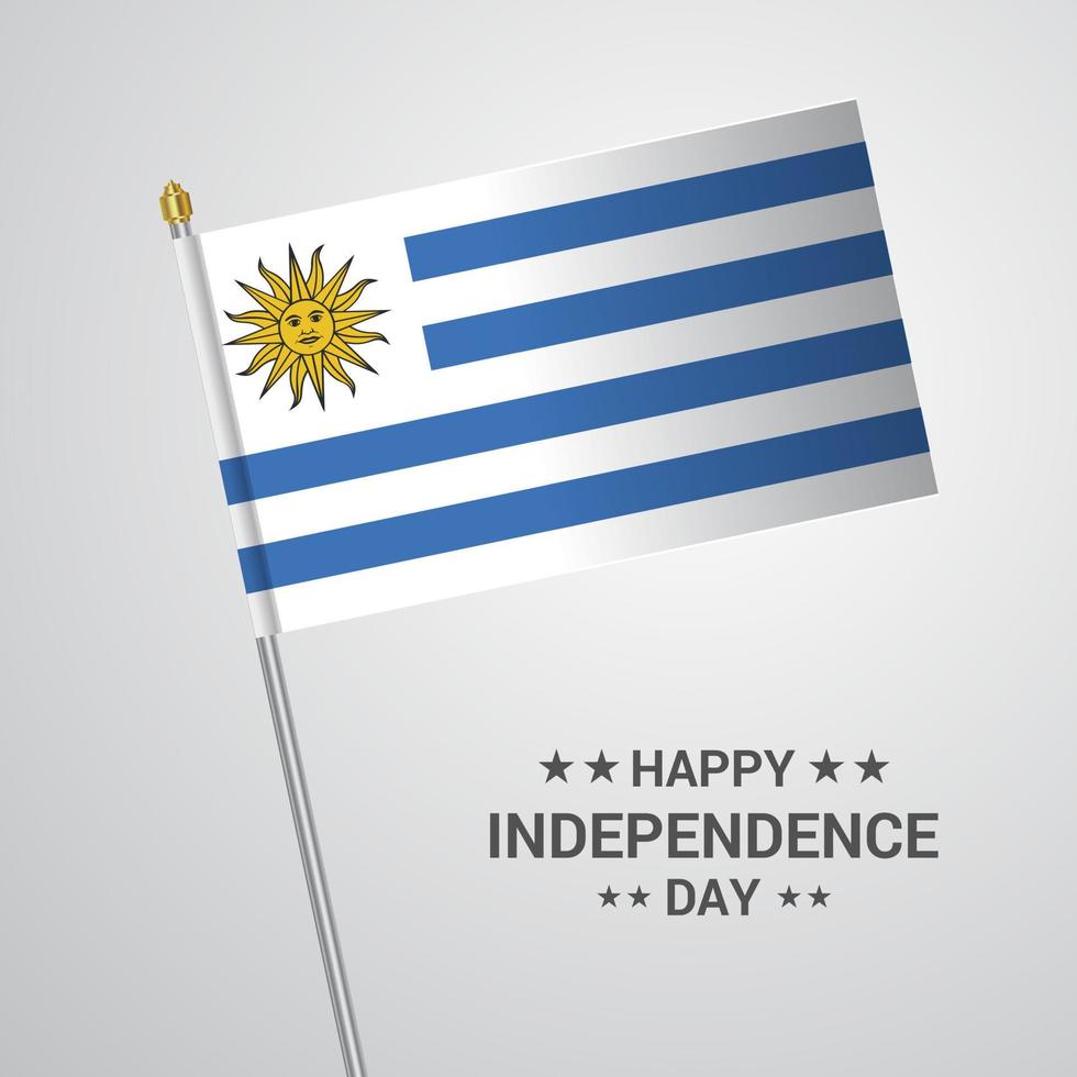 Uruguay indipendenza giorno tipografico design con bandiera vettore