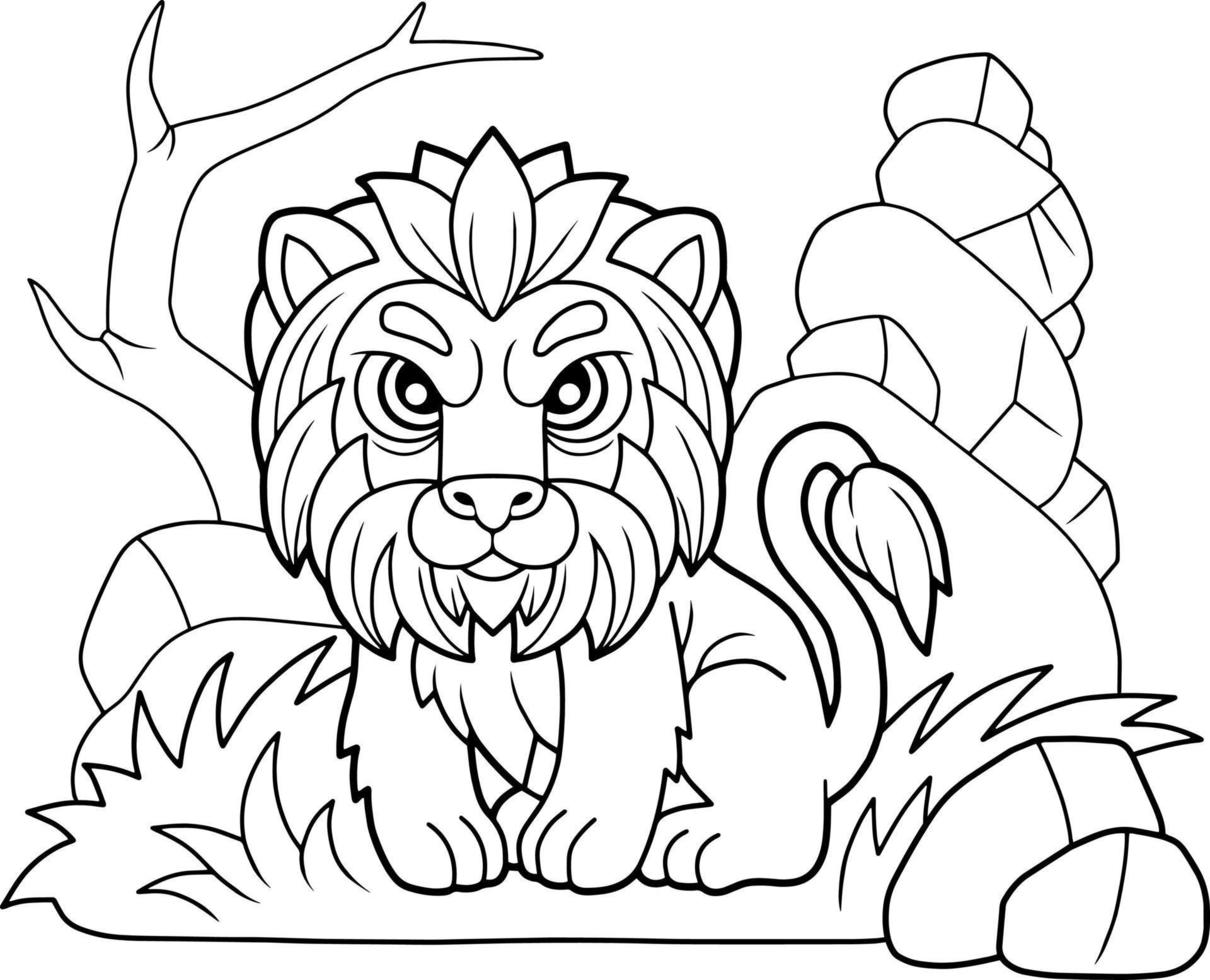 leone simpatico cartone animato vettore