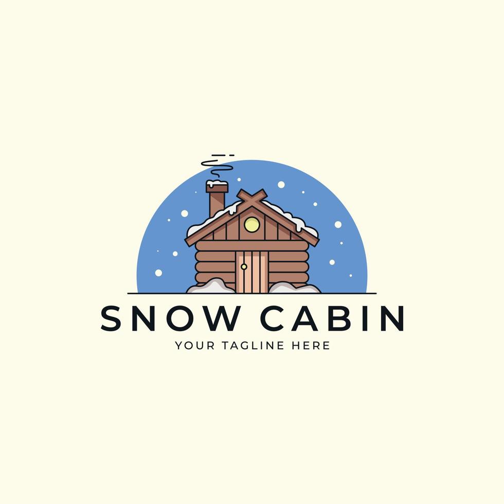 neve cabina nel inverno logo vettore illustrazione disegno, Casa icona piatto cartone animato