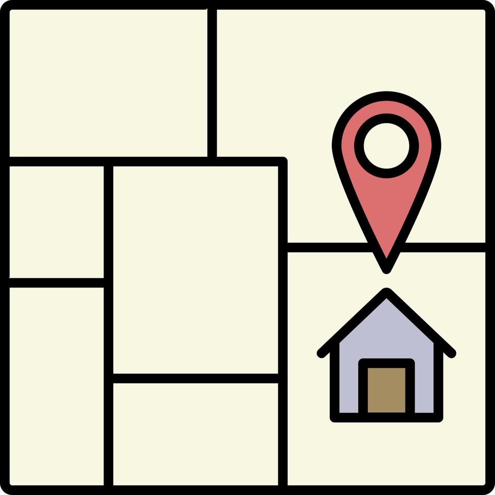 Casa, Posizione, carta geografica colore icona vettore
