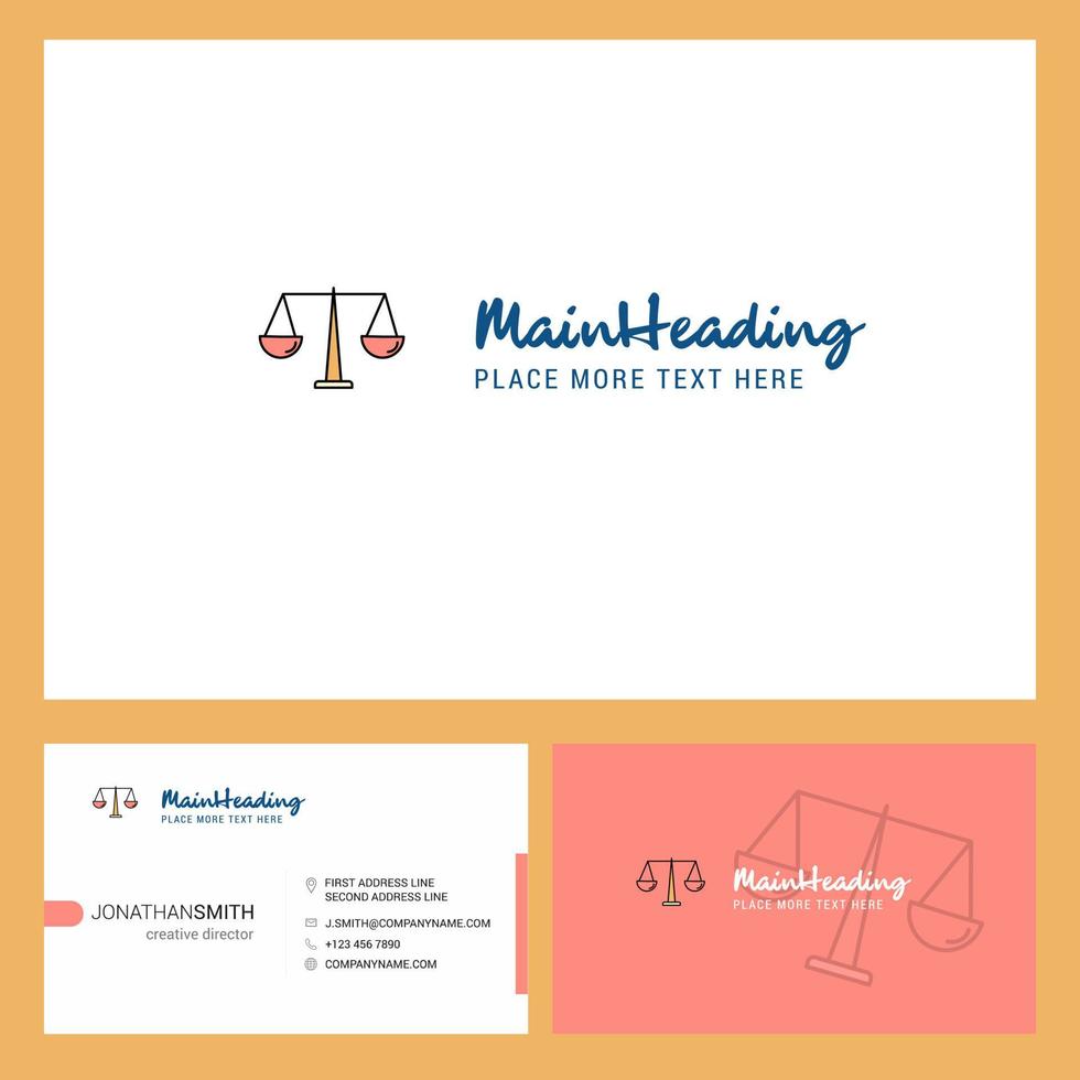 giustizia logo design con tagline davanti e indietro busienss carta modello vettore creativo design