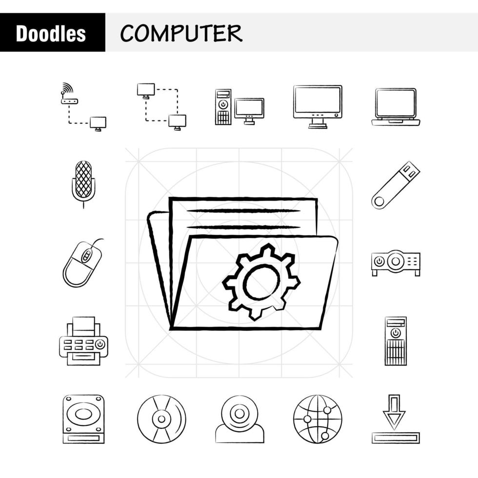 mobile App mano disegnato icone impostato per infografica mobile uxui kit e Stampa design includere microfono mic registrazione media Condividere connettività pulsante utente eps 10 vettore