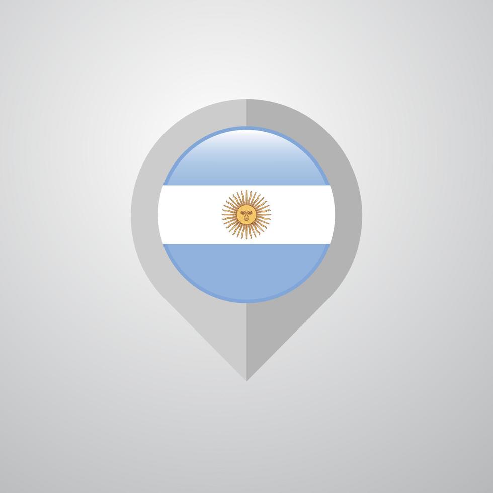 carta geografica navigazione pointer con argentina bandiera design vettore