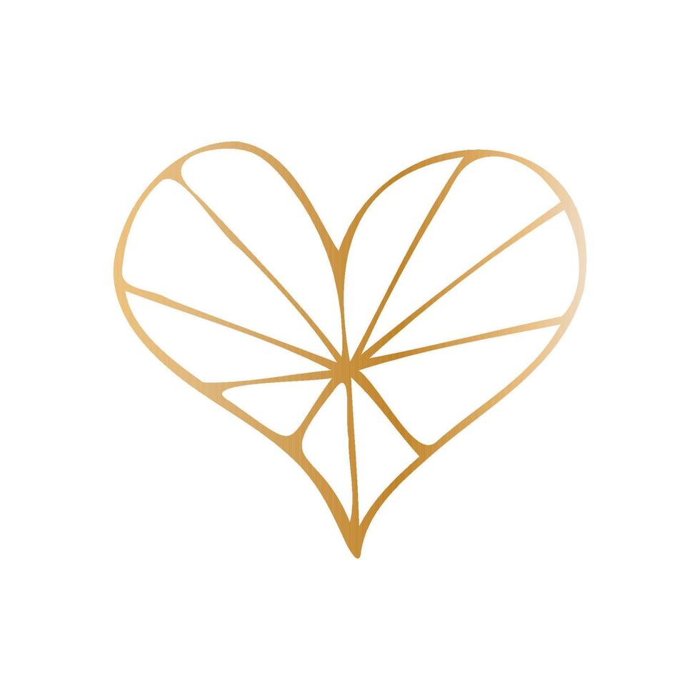 semplice d'oro scarabocchio mano disegnato cuore. isolato design elemento per San Valentino giorno, nozze, romanza vettore
