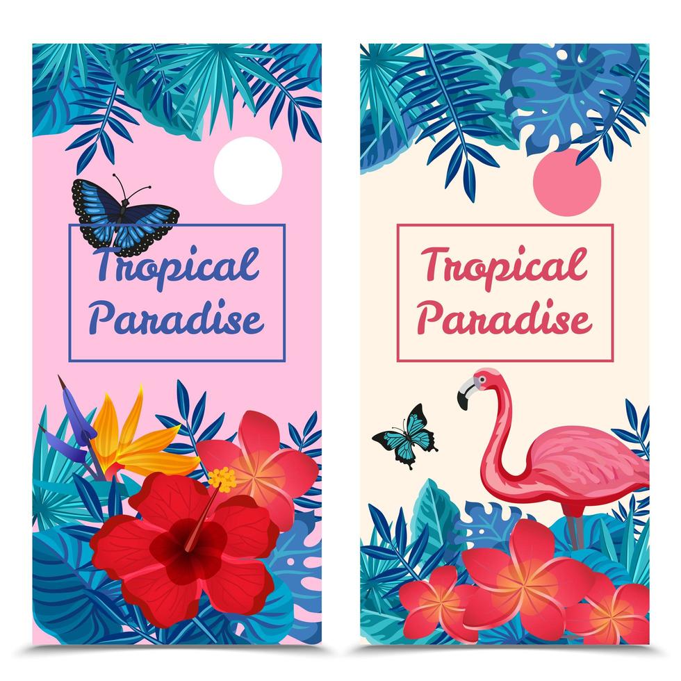 set di banner verticale tropicale vettore