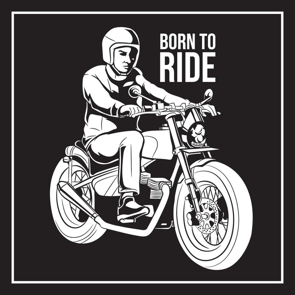 motociclo cavaliere, freddo casco, manifesto design vettore