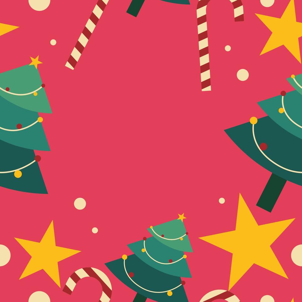 sociale media modello, con Natale tema sfondo nel rosso colore con stella e Natale albero illustrazione vettore, con copia spazio vettore