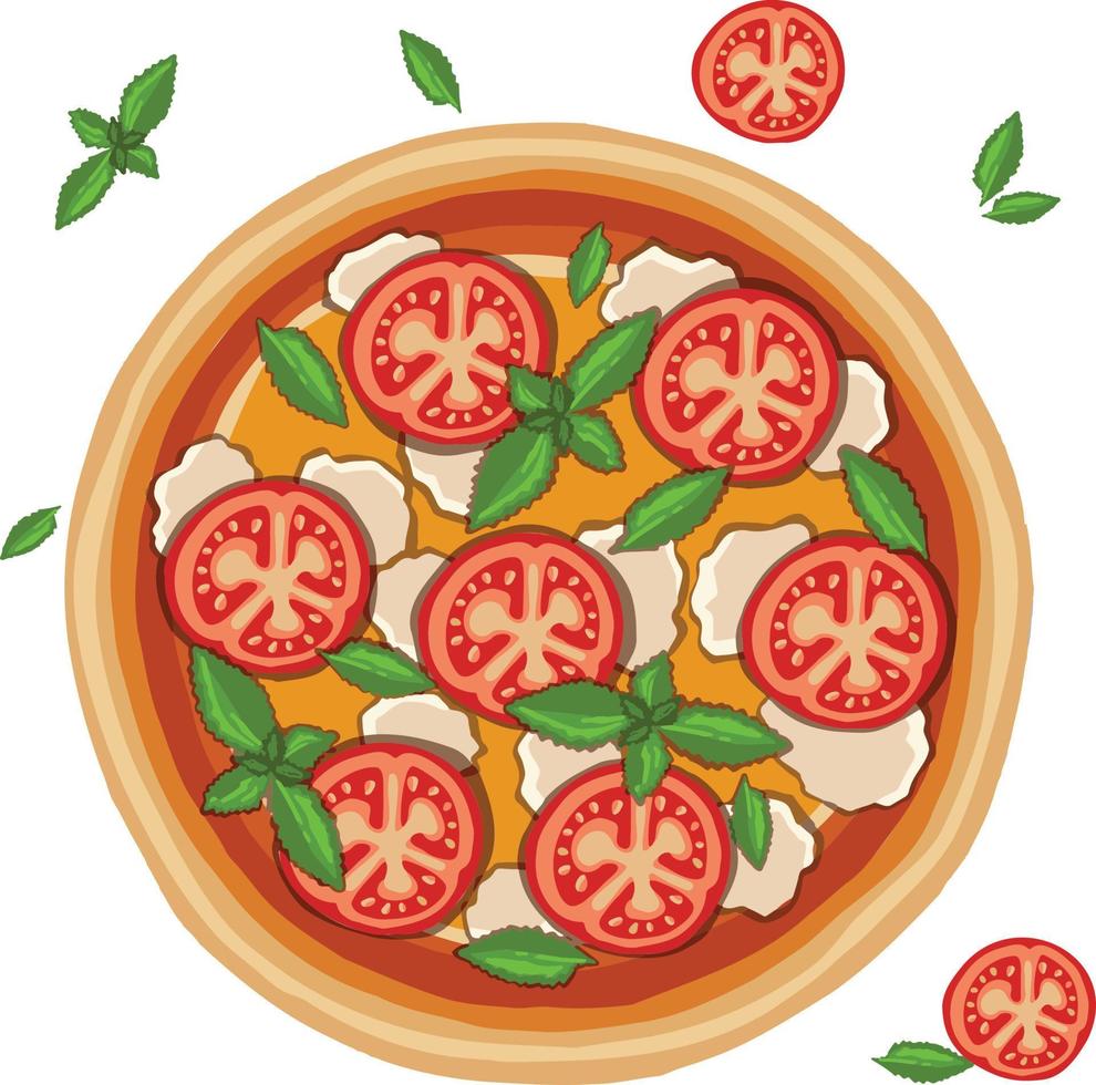 mano disegnato Pizza su taglio tavola illustrazione vettore