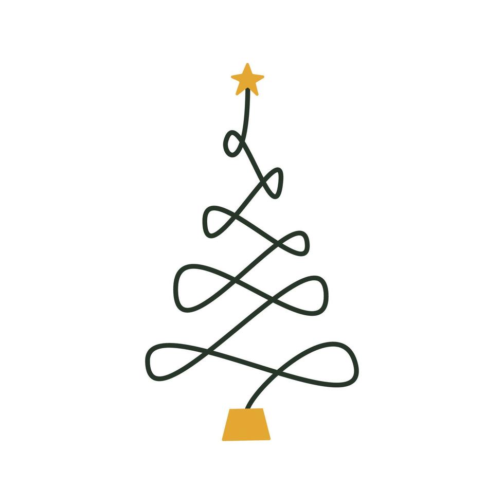 lineare mano disegnato Natale albero illustrazione vettore