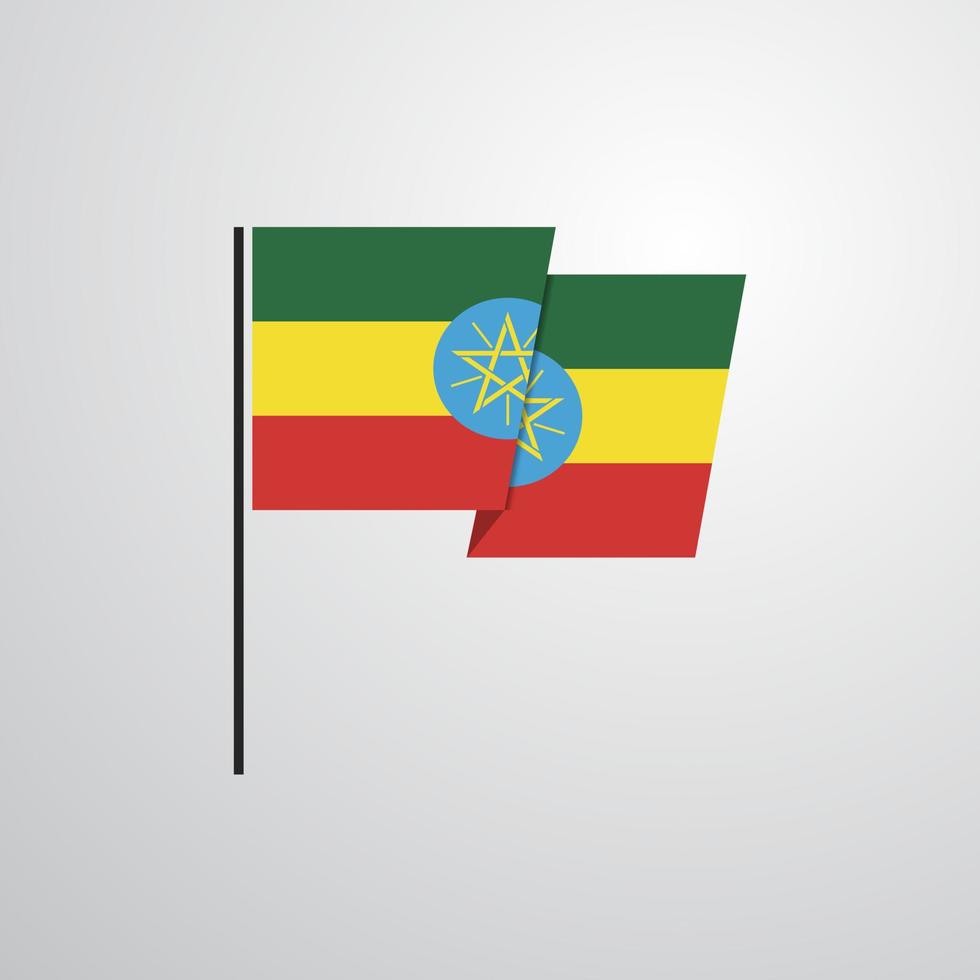 Etiopia agitando bandiera design vettore