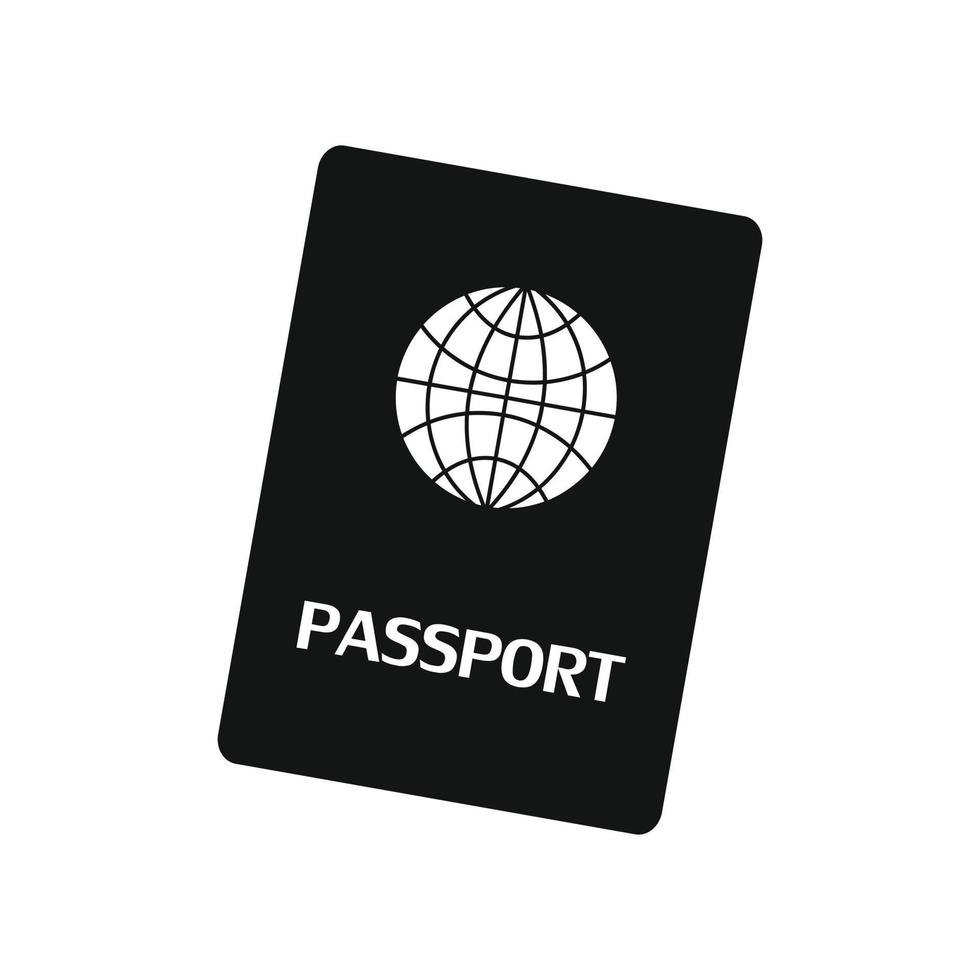 passaporto nero semplice icona vettore