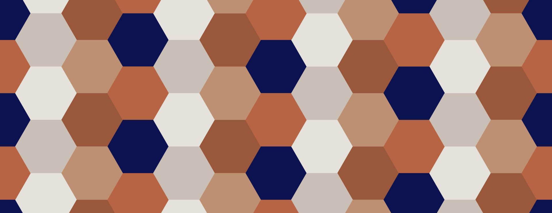geometrico modello senza soluzione di continuità. blu, beige e Marrone colori con esagono, poligoni. vettore illustrazione