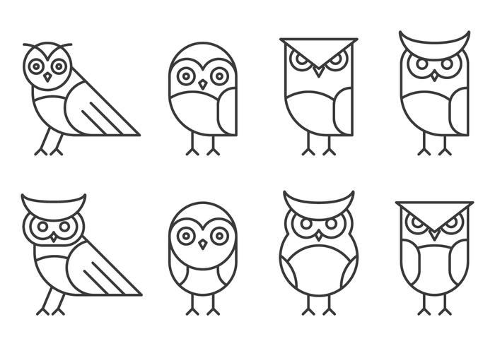Logo Hipster Linear Owl vettore