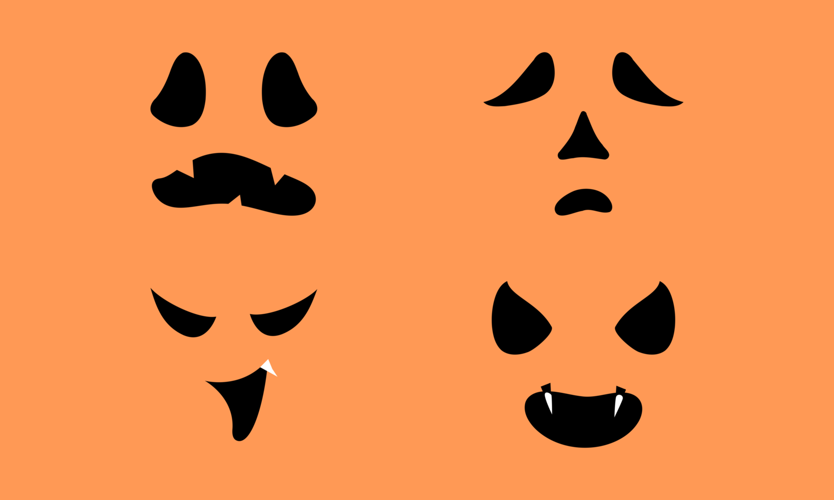 set viso intaglio zucca di halloween vettore